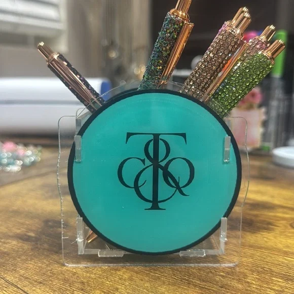 Teal and Multicolor Pen or makeup brush Holder - Picture 3 of 3
